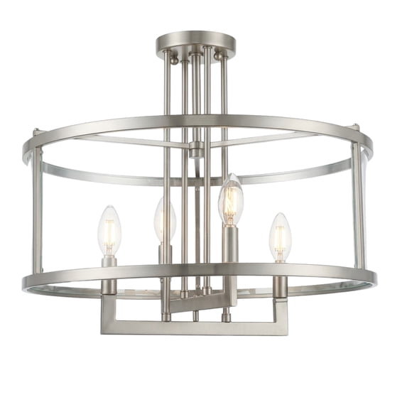 Vivio Lighting Ravenna 20 in Modern Dimmable 4-Light Brushed Nickle Dining Room Flush Mount Lights with Shades