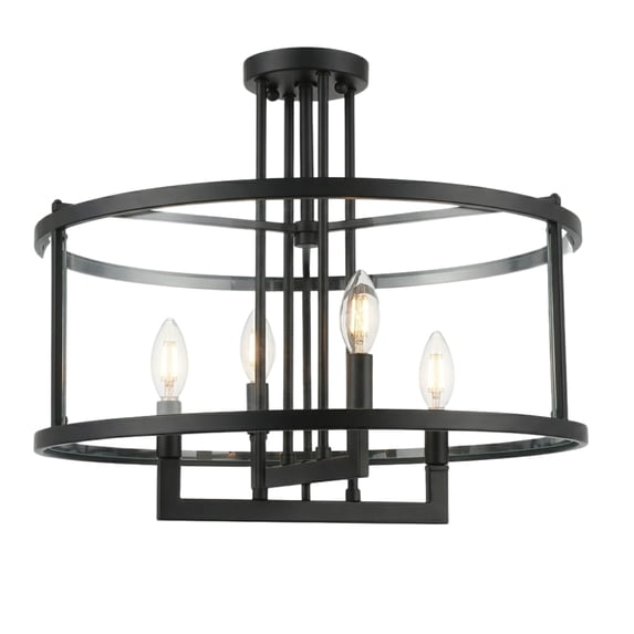Vivio Lighting Ravenna Matte Black Acrylic Glass Semi Flush Mount Ceiling Light