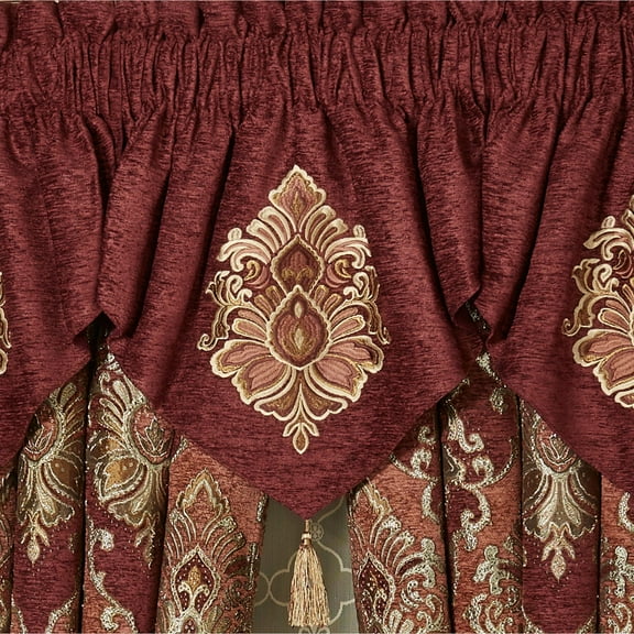 Ravenna Embroidered Chenille Tasseled Ascot Multi Warm Valance Valance Ascot 40 x 21