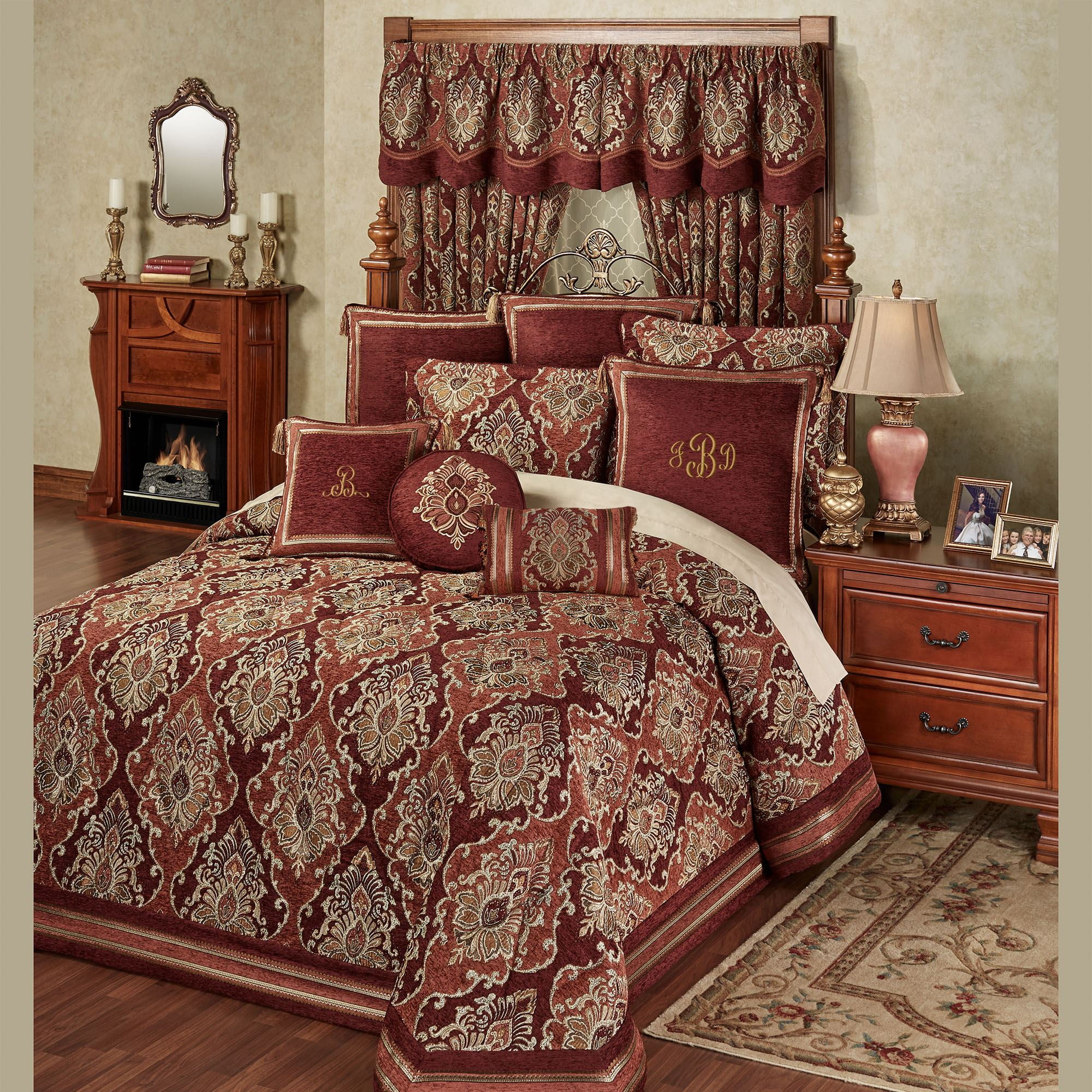 Victorian Grande Color Royal Aesthetic Queen - Decor Bedding Grande Style Elegant Bedspread - Bedspread for Chenille Ravenna Jacquard Burgundy - Quilted -