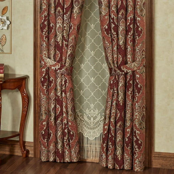 Ravenna Wide Tailored Woven Jacquard Chenille Multi Warm Curtain Pair Curtains Tailored Wide 100 x 95