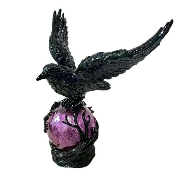 Ravens Moonlight Gothic LED Lamp Night Light Gothic Decor Resin Sculpture Black Raven Figurine Ambient Lighting