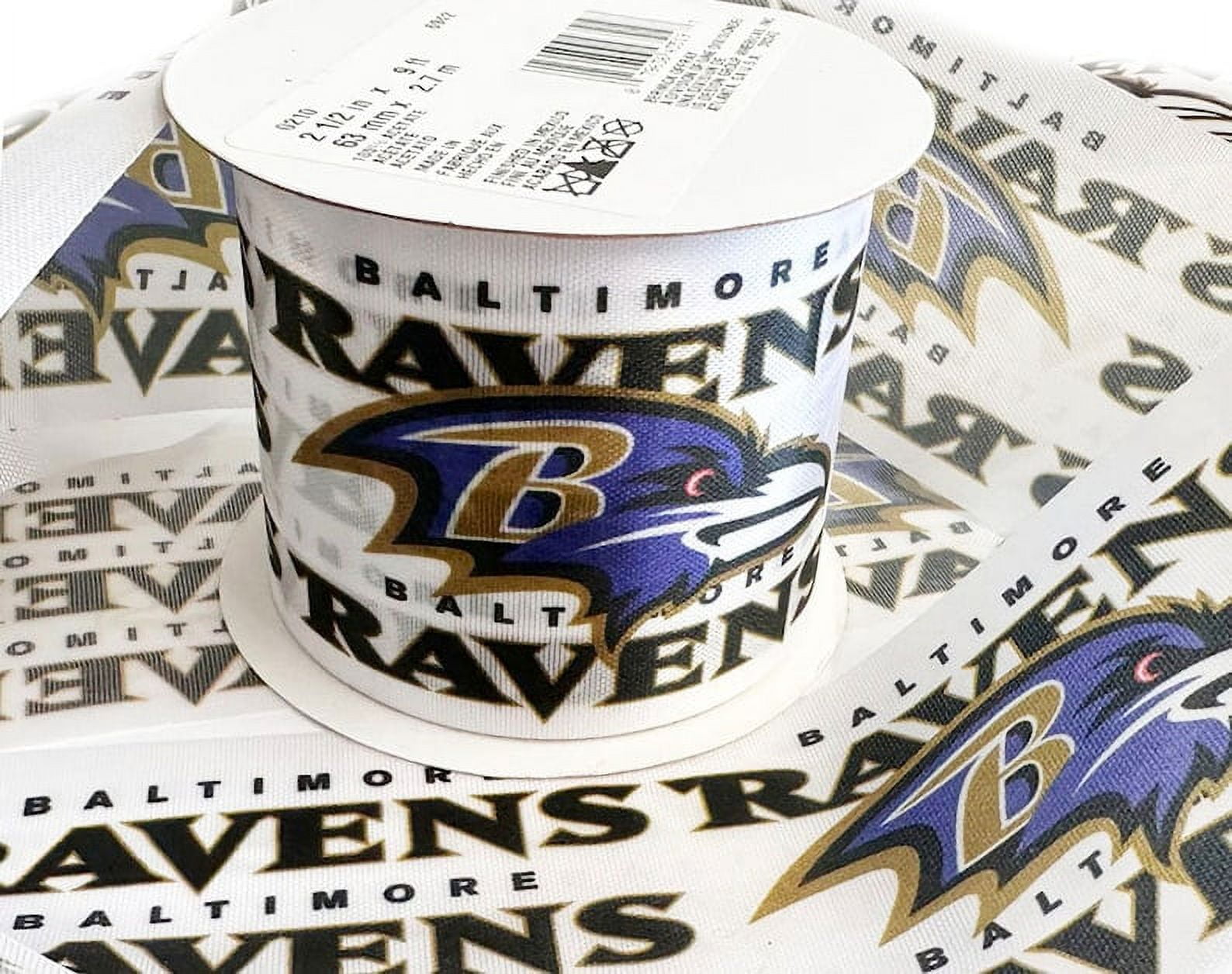 Ravens Printed Ribbon 2.5"-Inch Width, 15 Foot Spool