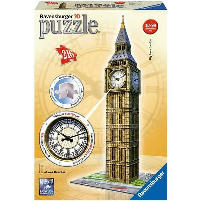 Ravensburger - 3D Puzzle - Big Ben with Working Clock 216 Piece Jigsaw Puzzle