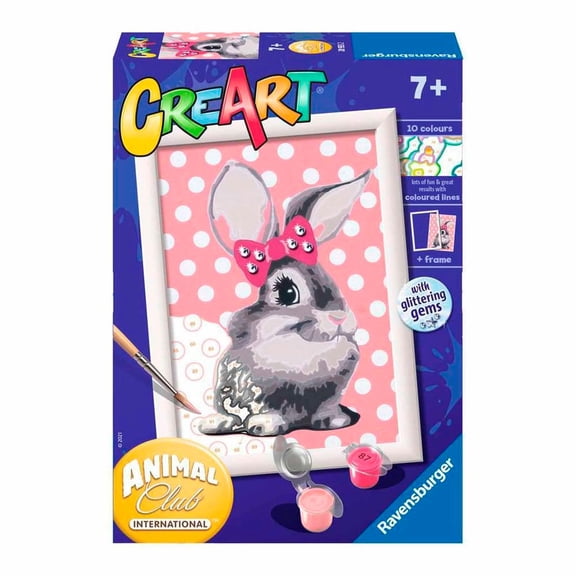 Ravensburger CreArt Cuddly Bunny Paint by Numbers for Children - Painting Arts and Crafts Kits for Ages 7 Years Up - Easter Gifts