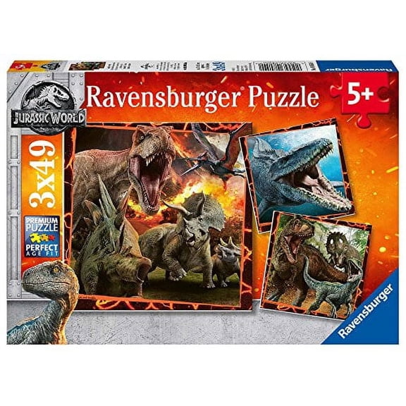 Ravensburger Jurassic World - Fallen Kingdom, 3X 49pc Jigsaw Puzzles