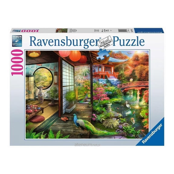 Ravensburger Kyoto Japanese Garden Teahouse 1000 Piece Jigsaw Puzzle for Adults -17497 - Every Piece is Unique, Softclick Technology Means Pieces Fit Together Perfectly, Multicolor, 27 x 20 inches