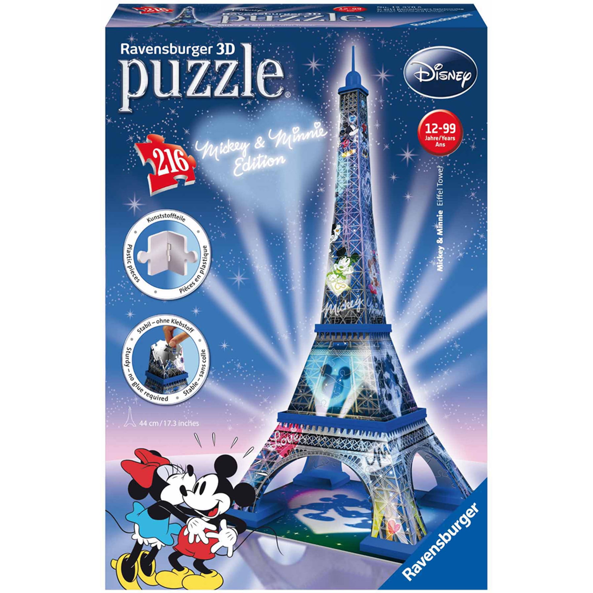 Ravensburger 12579-3D Puzzle Buildings with Light Eiffel Tower Paris - 216  Piece - Three-Dimensional Building Joy & No Glue Needed for Adults and