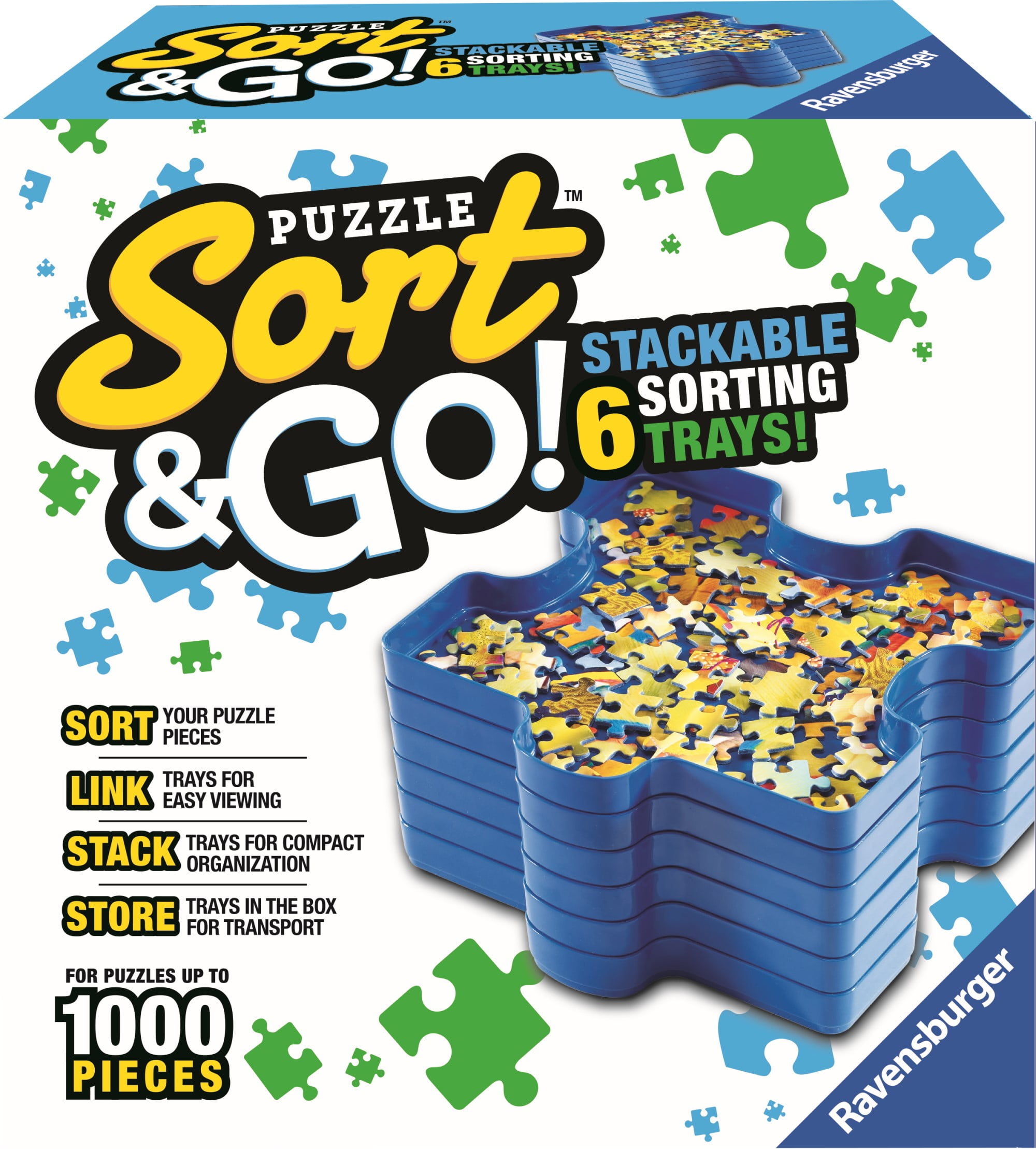 Blue Stackable Plastic Puzzle Sorting Trays Set