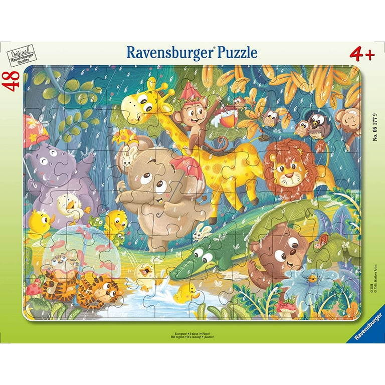 Ravensburger children's puzzle - 05177 It's raining! - Frame puzzle for  children from 4 years, with 48 pieces 