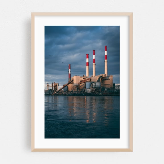 Ravenswood Generating Station - Manhattan New York Photography Industrial Architecture Harbor City Skyline Oak Framed Wall Art Print 5 x 7 inches