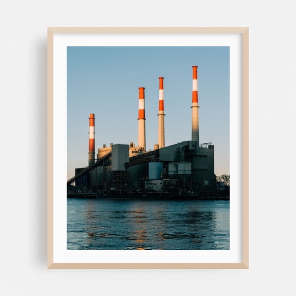 Ravenswood Generating Station - Manhattan New York Photography Oak Framed Wall Art Print 24 x 30 inches