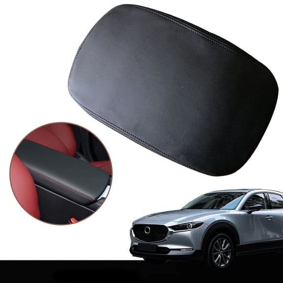 Raveoli Cart PU Leather Center Console Armrest Storage Box Cover for Mazda CX-30 20202022 Black Interior Protector