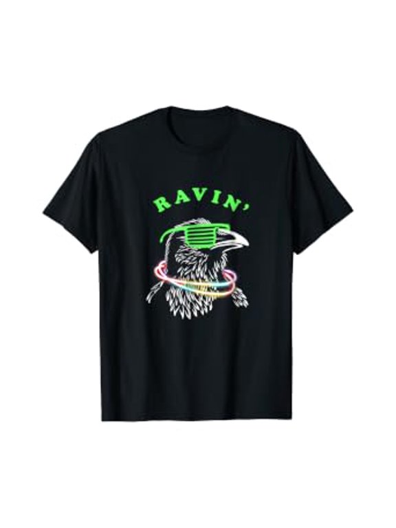 Ravin Raven T-Shirt - Rave Party Neon Bird Tee
