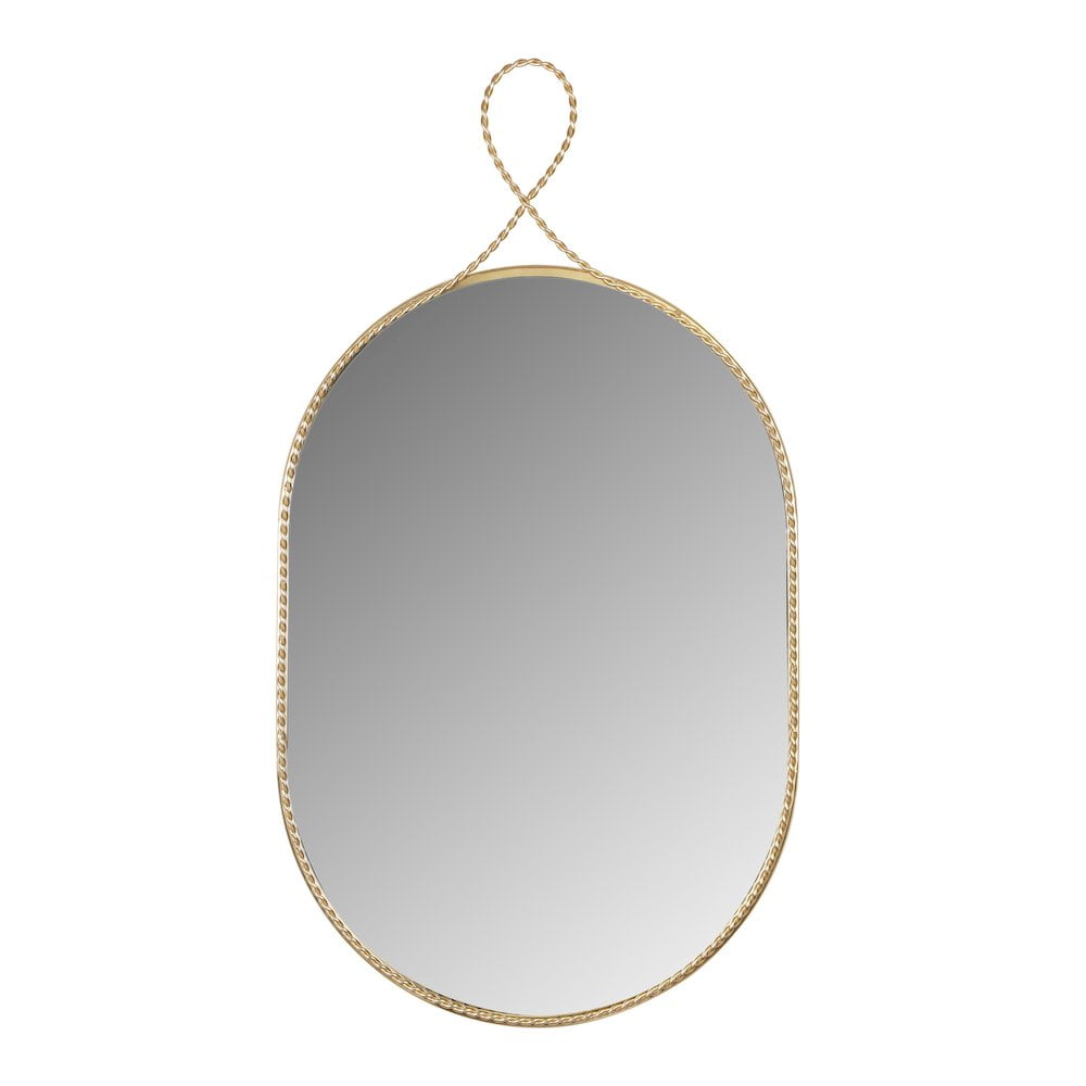 Ravina Oval Gold Braided Brass Wall Mirror
