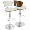 thumbnail image 1 of Ravinia Mid-Century Modern Adjustable Barstool with Swivel in Walnut and White Faux Leather by LumiSource, 1 of 8