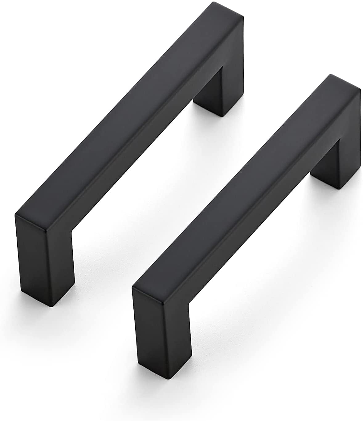 Matte Black Modern Square Bar Cabinet Pulls with Mounting Hardware