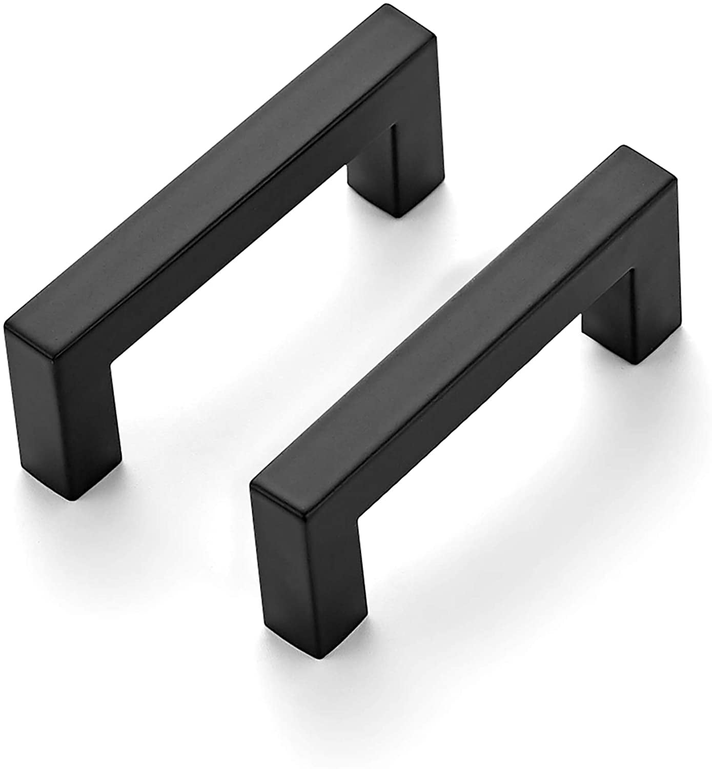 Matte Black Modern Square Bar Cabinet Pulls with Mounting Hardware