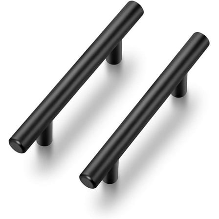 Ravinte 25 Pack 4" Hole Center Kitchen Cabinet Handles Black Cabinet Pulls Stainless Steel Bar Pulls 6-3/8" Overall Length