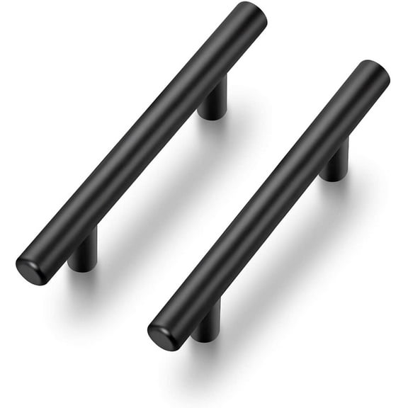 Ravinte 25 Pack 4" Hole Center Kitchen Cabinet Handles Black Cabinet Pulls Stainless Steel Bar Pulls 6-3/8" Overall Length