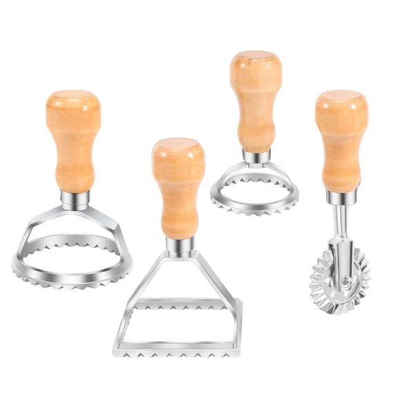 Ravioli Maker Cutter Stamp Set-Leading Dough Cutter and Stamps with Wooden Handle-For Ravioli, Pasta, Dumplings Lasagna