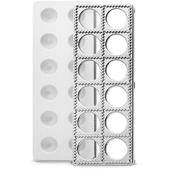 Ravioli Maker Press | Pelmeni Mold, Pierogi Press, Potsticker Meat Pie Dumpling Maker, Ravioli Stamp Pasta Making Kit, Pasta Making Tools, Ravioli Press Mold | Makes 12 Ravioli, 1. 5