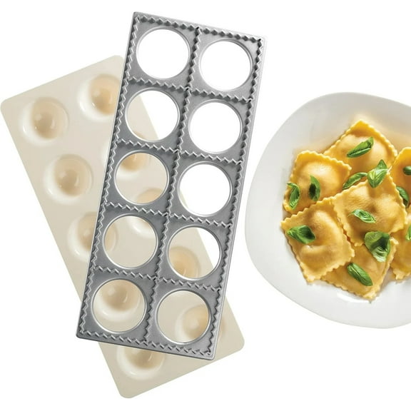 Ravioli Mold with Extra Large 2 1/2 Inch Squares, Makes 10 Italian Raviolis at a Time, Easy to Use Pasta Maker Kit, Sturdy Construction and Great Gift