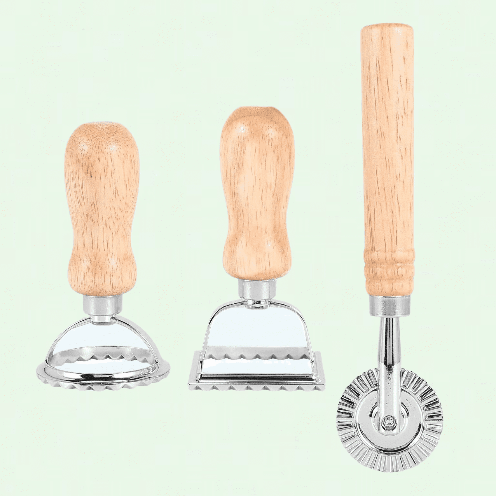 Ravioli Pasta Cutter Set, 3-Piece, Wooden Handle, Fluted Edge, for ...