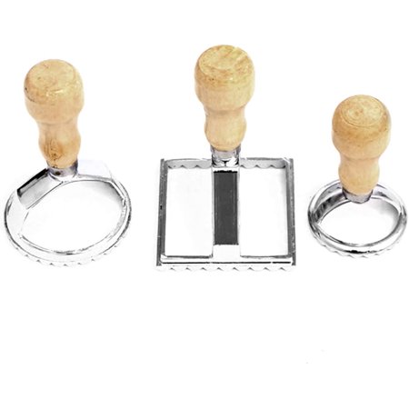 Ravioli Stamp Set Ravioli Stamp Maker Mold with Wooden Handle Fluted Edge for Cooking