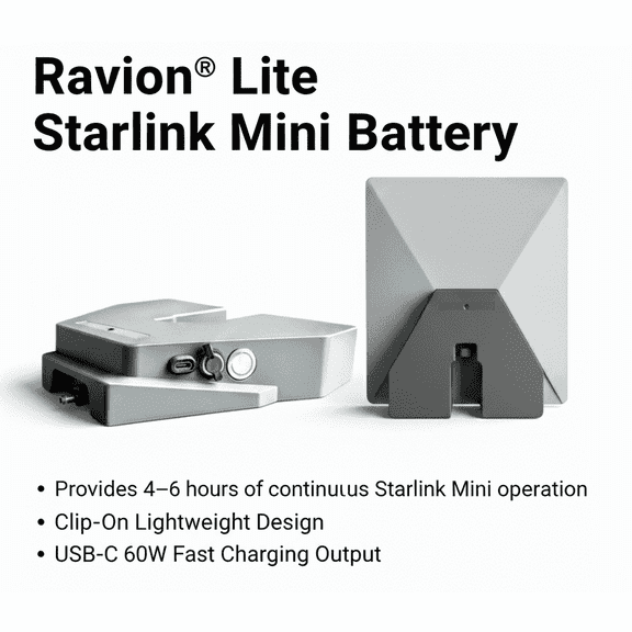 Ravion® Battery Lite for Starlink Mini – Lightweight Clip-On Portable Power Pack, 99Wh, Up to 6 Hours