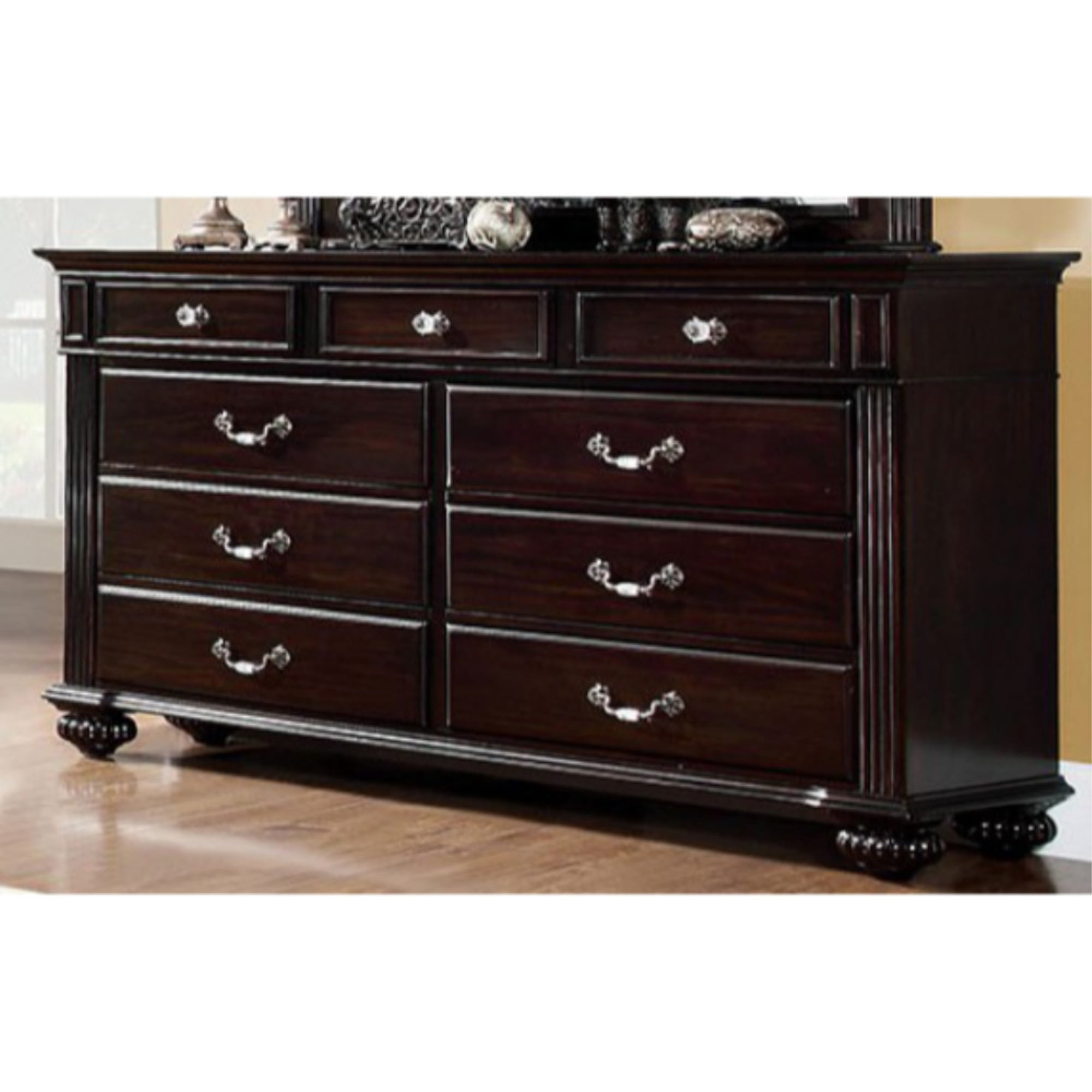 Wooden Traditional Bedroom Dresser, Transitional Style, Dark Walnut ...