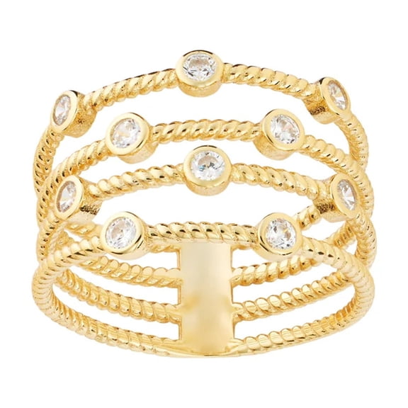 Ravishing and Romantic The Darling Design of TheJewelryHut Vintage Inspired White Crystalline Yellow Silver Right Hand Ring