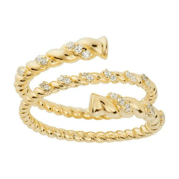 Ravishing and Romantic The Darling Design of TheJewelryHut Vintage Inspired White Crystalline Yellow Silver Wrap Ring