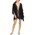 thumbnail image 1 of Raviya BLACK Crochet-Trim Tie-Front Kimono Swim Cover-up, US X-Large, 1 of 2