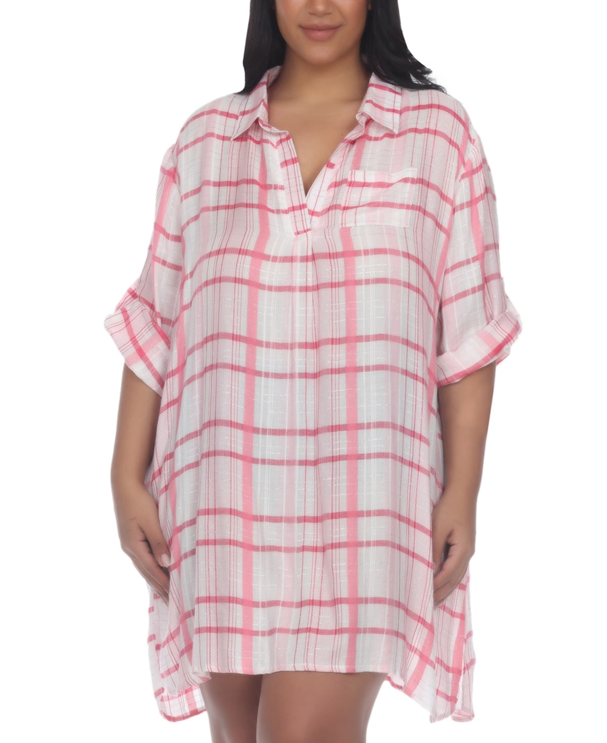 Pink Raviaya Raviya PINK Plus Size Printed Tunic Shirt Cover-up, US 2X - Walmart.com