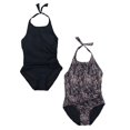 thumbnail image 1 of Calvin Klein Womens One Piece Swimsuit Shirred High-Neck Halter Bathing Suit New, 1 of 2