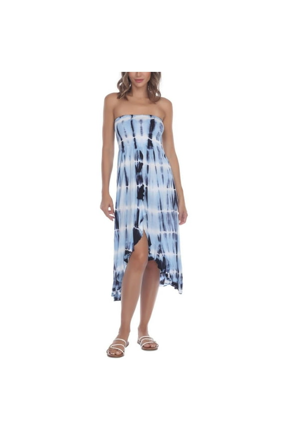 Women's Strapless Dress Swim Cover-Up  (S, Navy Multi)