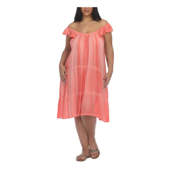 Raviya Womens Plus Tie-Dye Dress Cover-Up