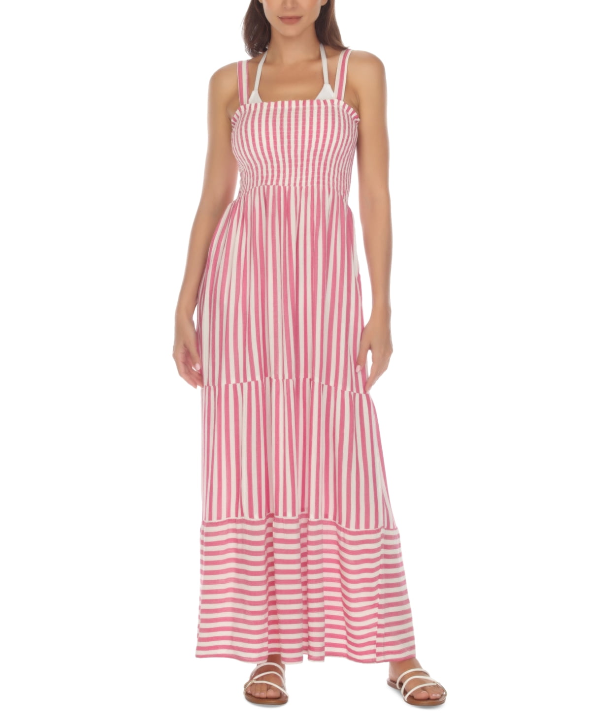 Pink Raviaya Raviya Womens Tiered Striped Dress C Pink L - Walmart.com