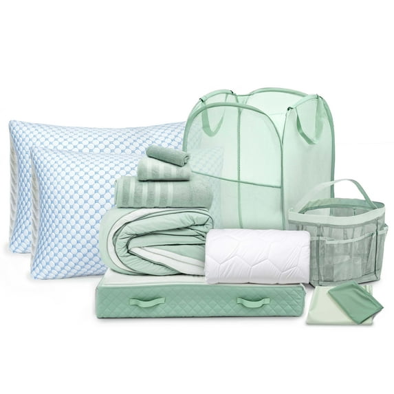 Ravure College Dorm Room Essentials Complete Set, Twin XL Comforter Set, Dorm Bedding, Twin Xl Bed In a Bag Comforter Set with All Dorm Accessories and Bedding, Sage Green