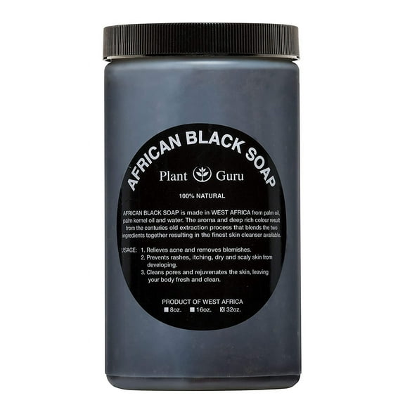 Raw African Black Soap Paste 2 lbs. / 32 oz. Jar - 100% Pure Natural Organic From Ghana. Acne Treatment, Eczema & Psoriasis, Dry Skin, Scars and Dark Spots. Great For Pimples, Blackhead, Face & Body