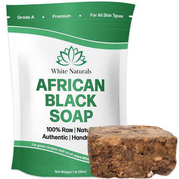 Raw African Black Soap, for Dry Skin and Skin Conditions, Pure & Natural Ingredients, Imported from Ghana, Africa - 1lb (16oz)