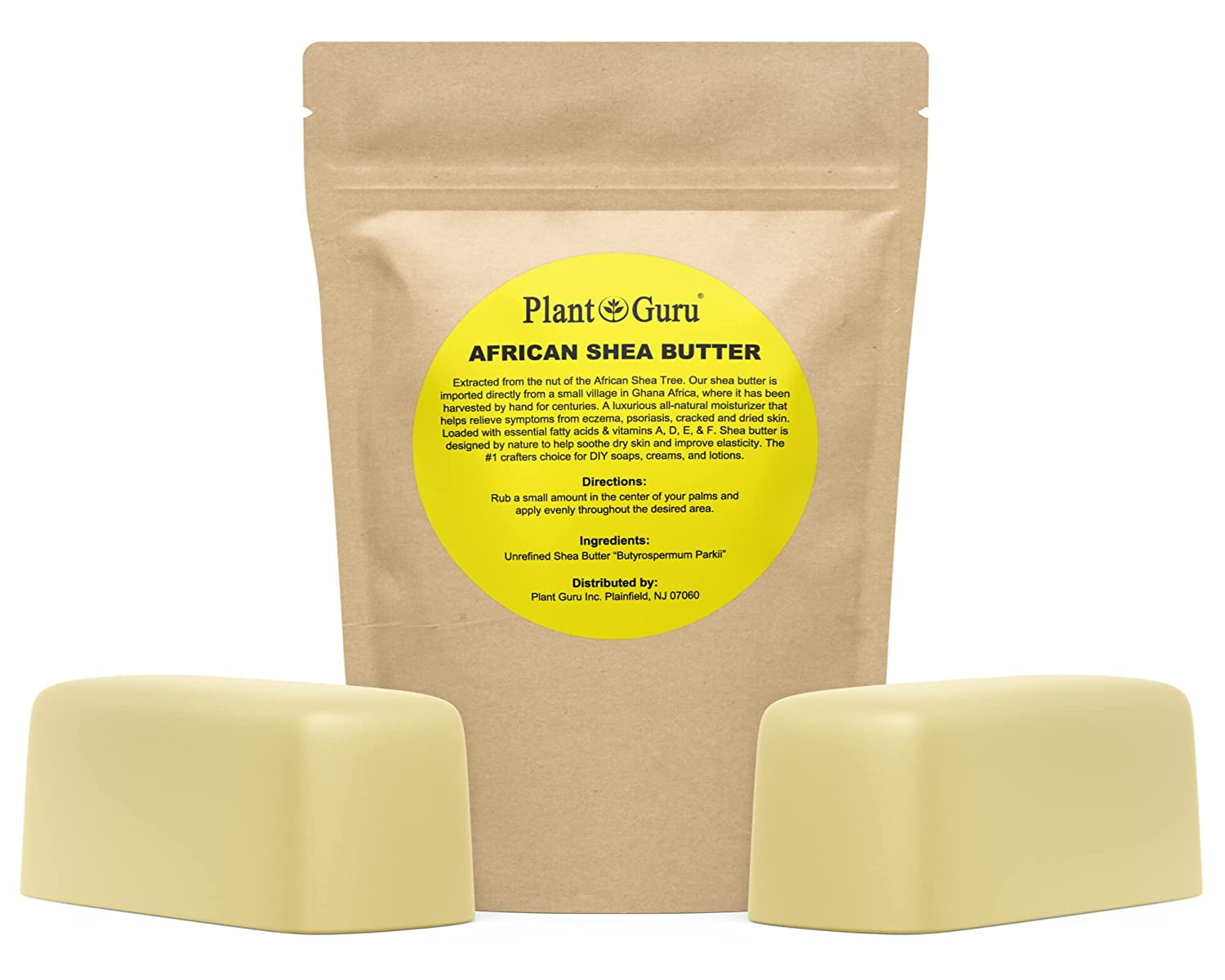 Raw African Shea Butter 2 lbs. Bar Unrefined 100% Pure Natural Ivory Imported From Ghana DIY Crafts, Body, Lotion, Cream, lip Balm, Soap Making, Eczema, Psoriasis And Aid Stretch Marks.