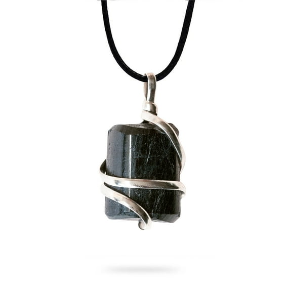 Raw Black Tourmaline Crystal Healing Pendant Necklace - Premium Carrying Pouch - Crystal Gifts for Women