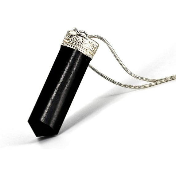 Raw Black Tourmaline Crystal Healing Pendant Necklace