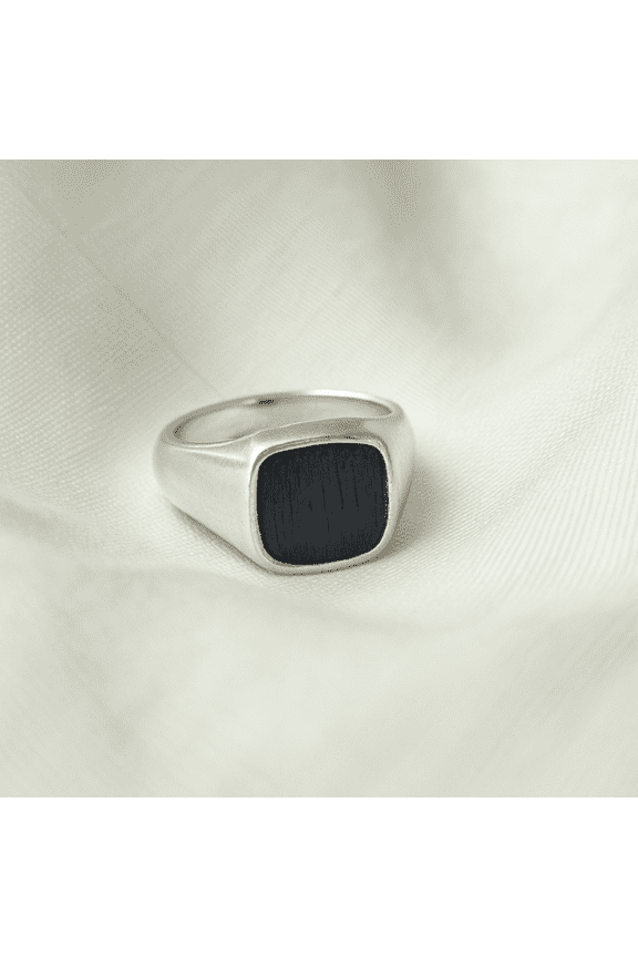 Raw Black tourmaline Ring, Signet Ring, 925 Solid Silver, Men Women Ring, Tourmaline Ring 11.5