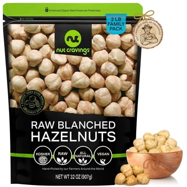 Nut Cravings Raw Blanched Hazelnuts Filberts, Unsalted, Shelled (32oz - 2 lbs)