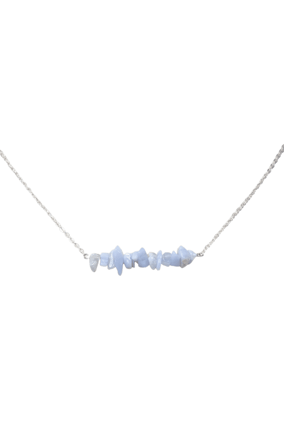 Raw Blue Lace Chalcedony Chip Necklace