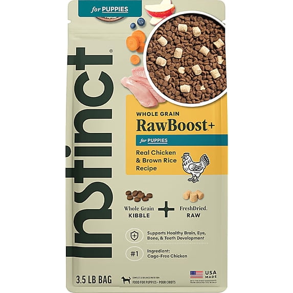Raw Boost Puppy Whole Grain Real Chicken & Brown Rice Recipe Natural Dry Dog Food 20 lbs.
