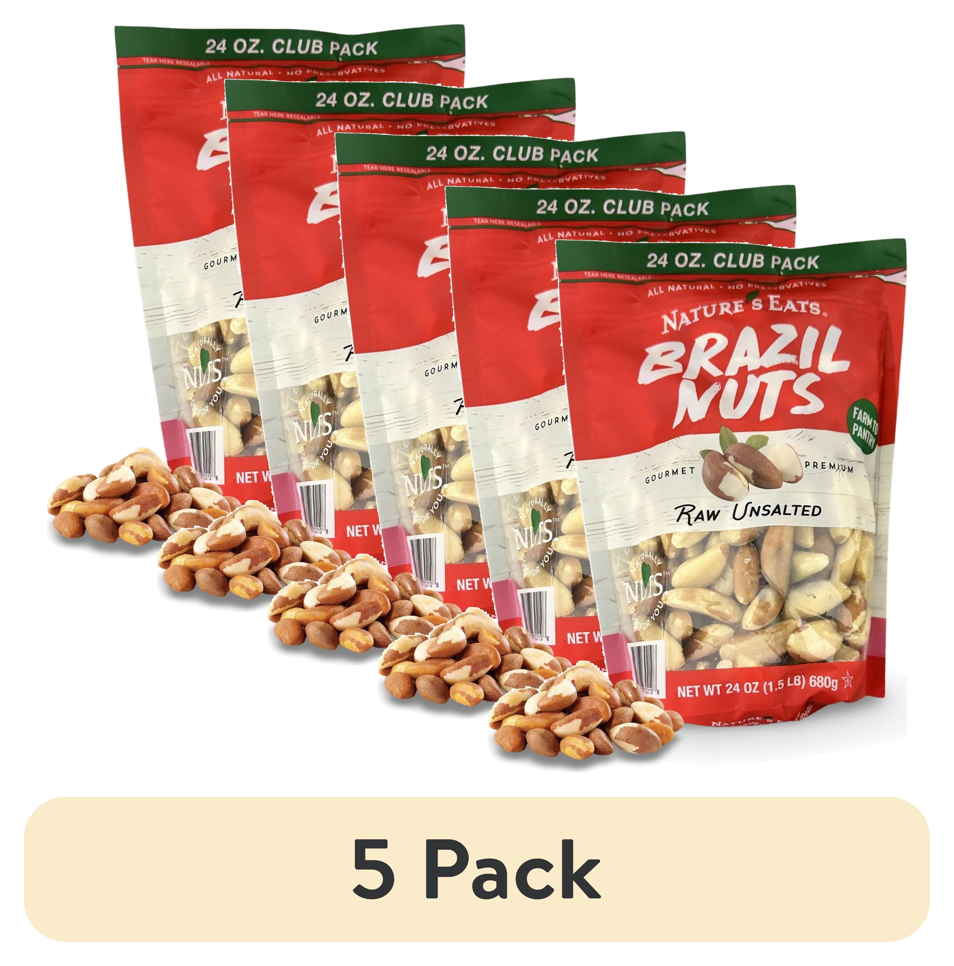 (5 pack) Raw Brazil Nuts Bulk Pack by Nature's Eats Raw & Unsalted